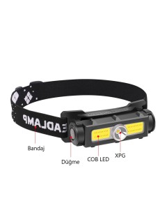PS-1327 XPG + COB LED 7 Modlu USB Şarj Edilebilir 800 Lümen Mıknatıslı Kafa Lambası