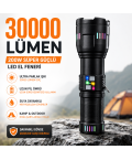 PeakStar PS-2003 Ultra Parlak Su Geçirmez Zoomlu Güçlü 200w 30000 Lümen Şarjlı Bekçi Avcı Kamp El Feneri