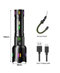 PS-9885 Profesyonel Zoomlu 50W Şarjlı Powerbank Avcı Polis El Feneri