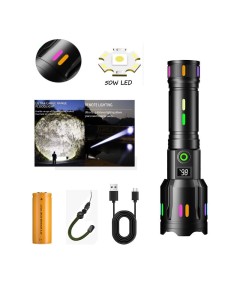 PS-9885 Profesyonel Zoomlu 50W Şarjlı Powerbank Avcı Polis El Feneri